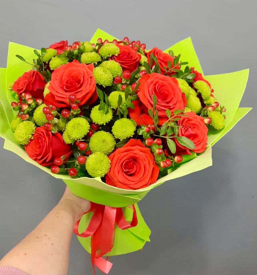 Букет цветов из: Хризантемы и Розы в Бакшеево