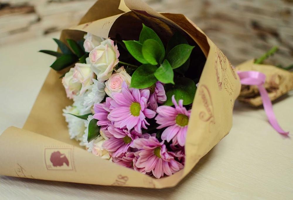 Букет цветов из: Розы и Хризантемы в Бакшеево