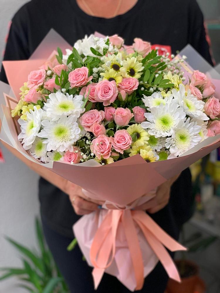 Букет цветов из: Розы и Хризантемы в Бакшеево