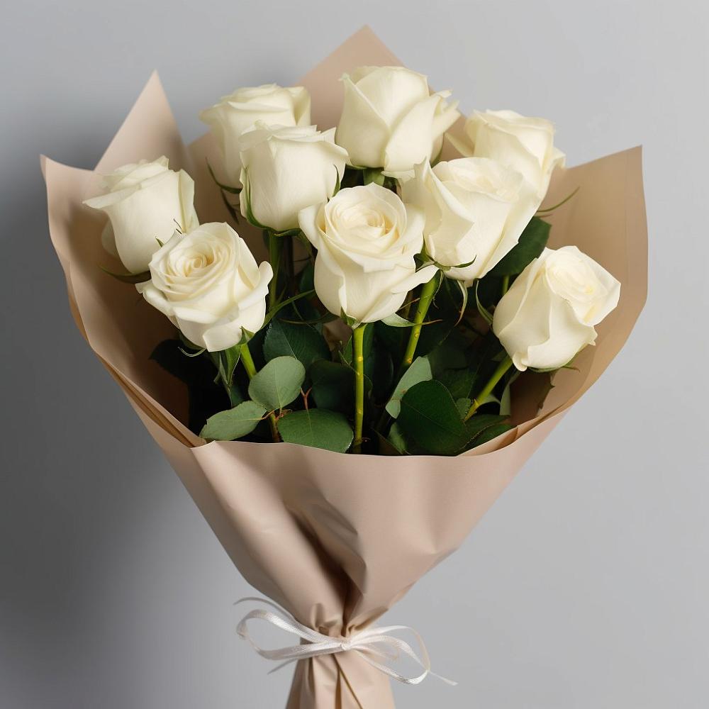Букет 9 Белых роз Эдлесс Лав в Бакшеево