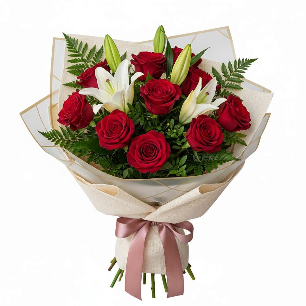 Букет цветов из: Лилии и Розы в Бакшеево