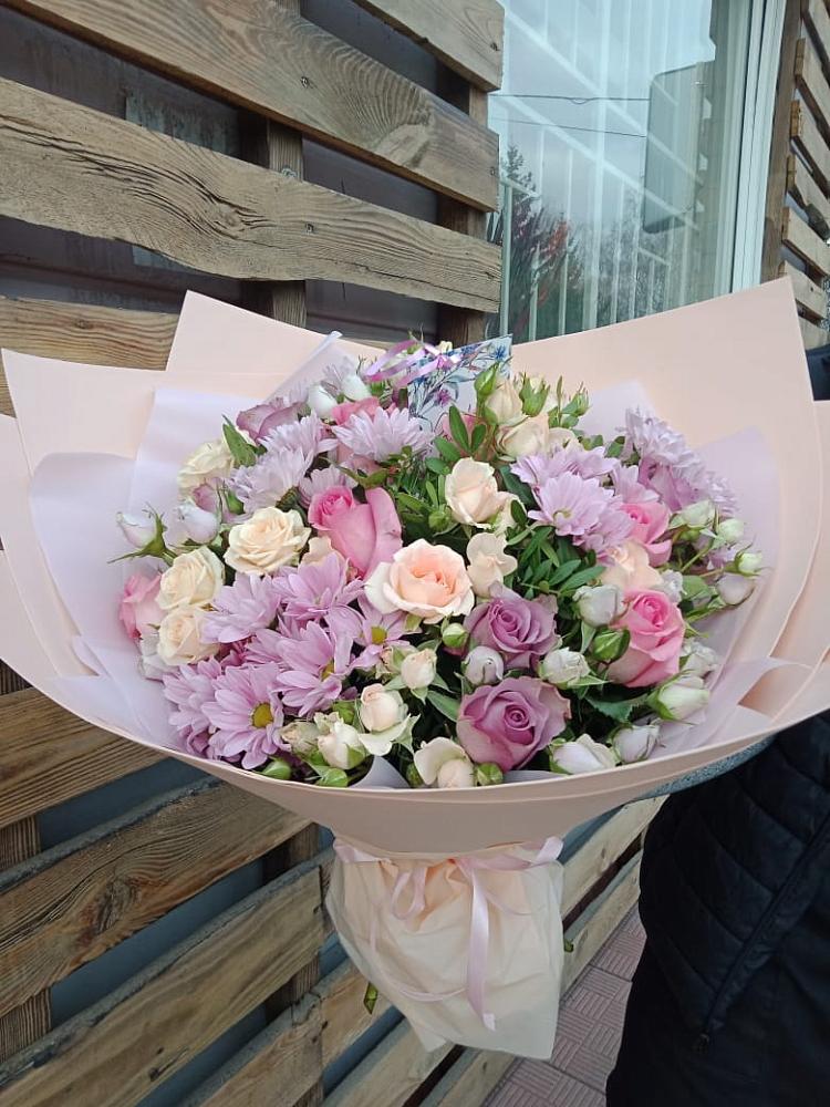 Букет цветов из: Розы и Хризантемы в Бакшеево