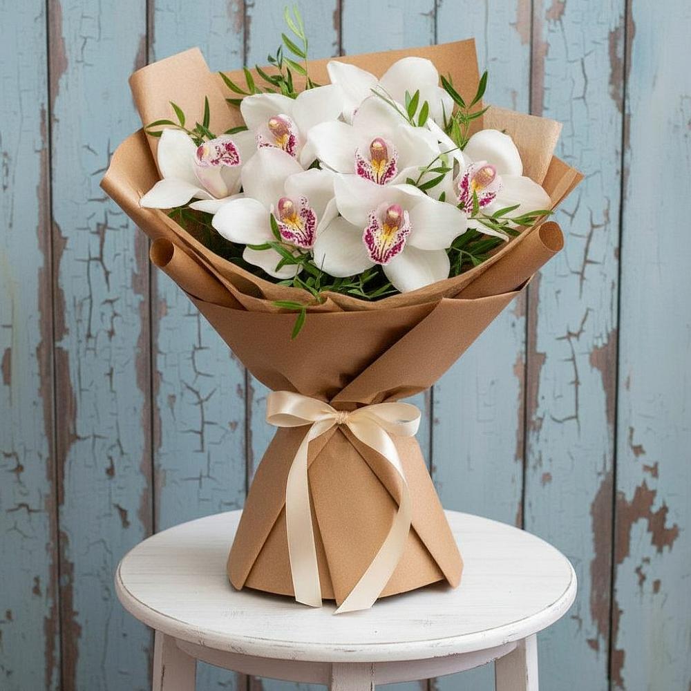 Букет цветов из: Орхидеи и Розы в Бакшеево