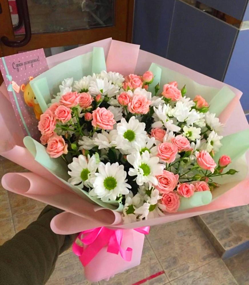 Букет цветов из: Розы и Хризантемы в Бакшеево