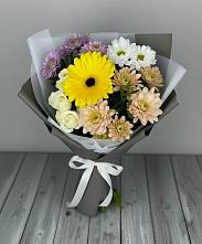 Букет цветов из:  Розы, Герберы и Хризантемы в Бакшеево