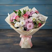 Букет цветов из:  Хризантемы, Альстромерии и Розы в Бакшеево