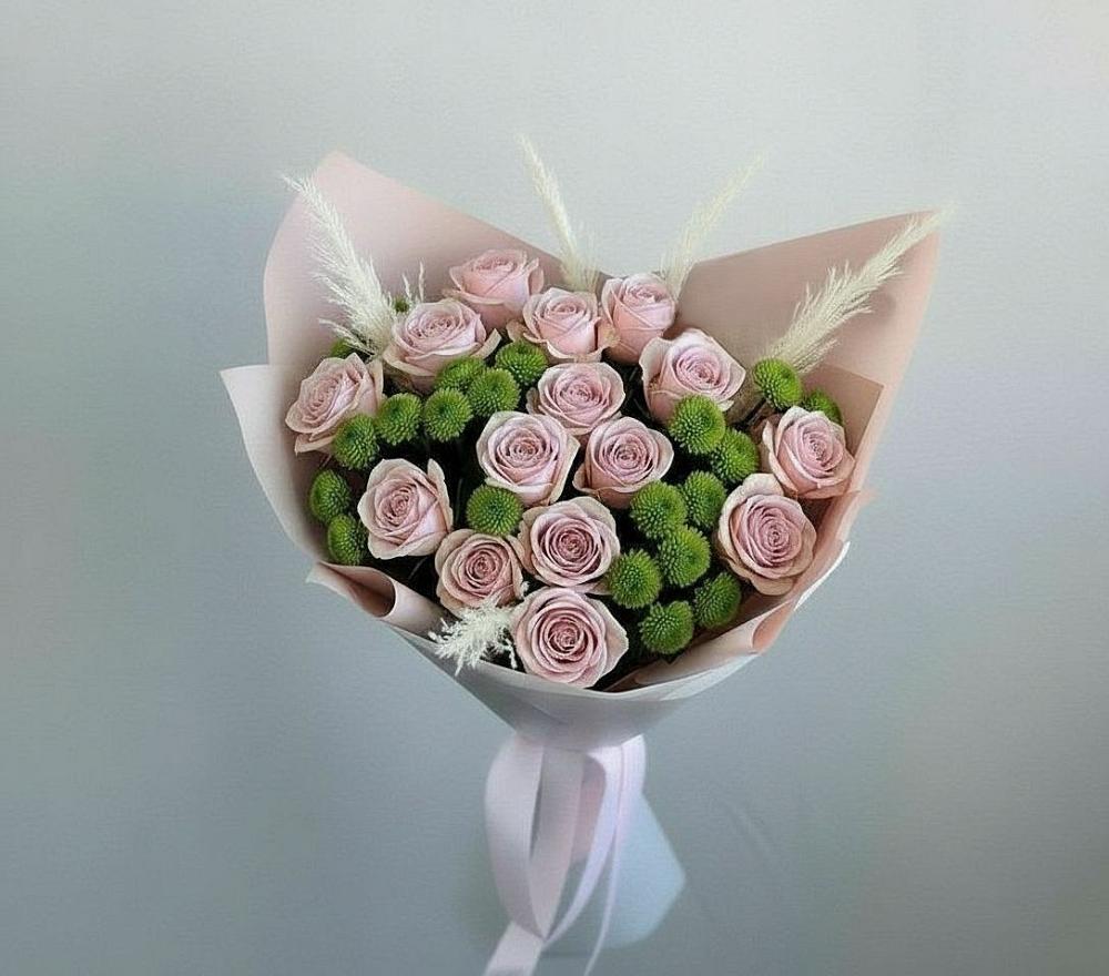 Букет цветов из: Розы и Хризантемы в Бакшеево