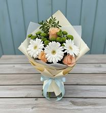 Букет цветов из:  Герберы, Розы и Хризантемы #REPLACE_PRED# Бакшеево