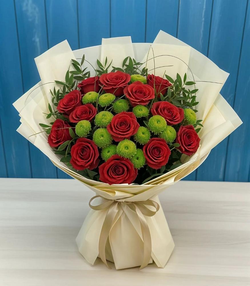 Букет цветов из: Розы и Хризантемы в Бакшеево